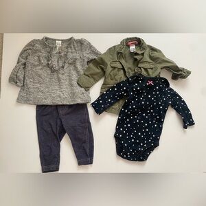 Carter’s Clothing Set with Jeans, Long Sleeve Shirt, Jacket, and Bodysuit 6M